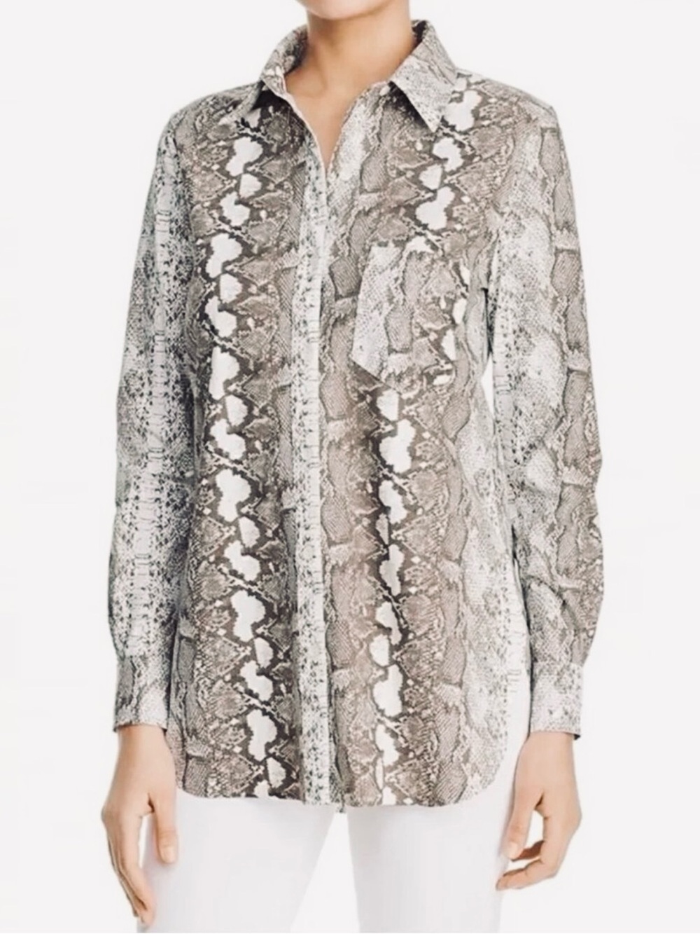 New Lysse Snake Print Button Front Blouse Size L